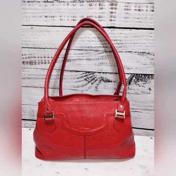 Valentina Handbag‎ in Red Large Made in Italy Genuine Pebbled Leather Luxury - Picture 4 of 11